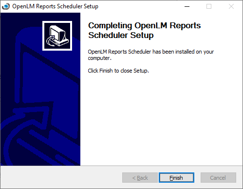OpenLM Reports Scheduler setup final screen