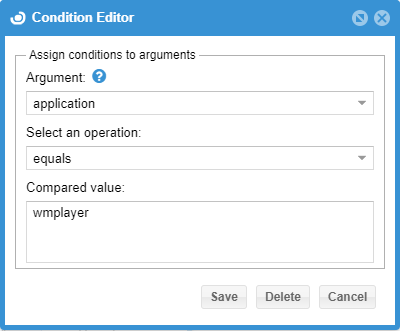 Condition Editor open for editing