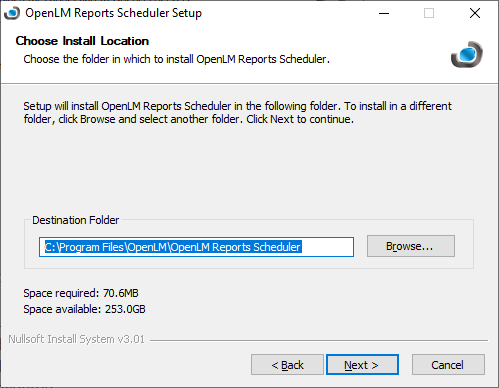 OpenLM Reports Scheduler setup destination folder